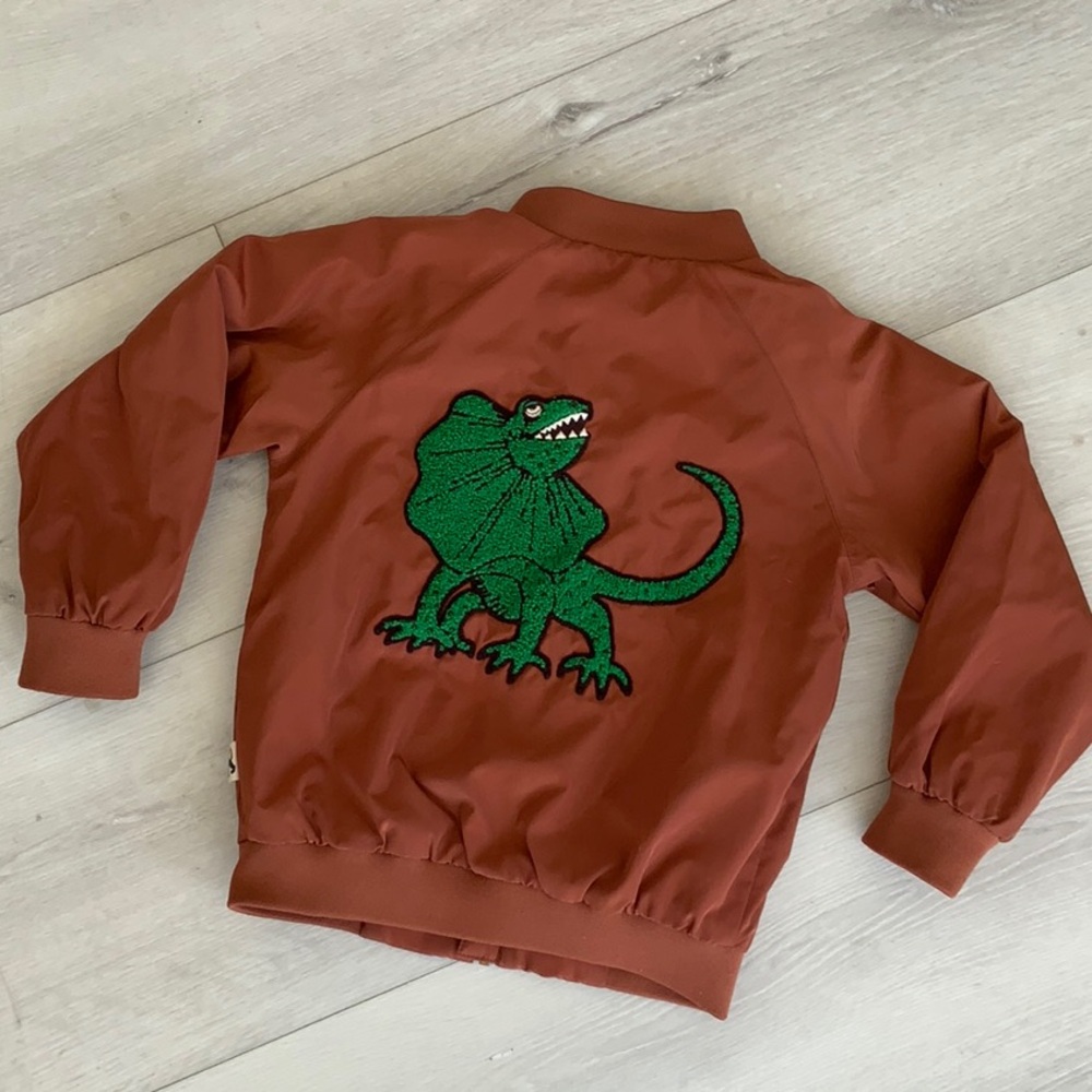 MINI RODINI Baseball Jacket Zipper Varsity Brown Green Size EU 104/110 US 3-5 yr